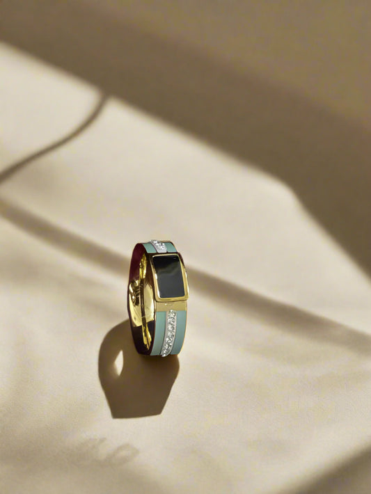 Rectangular with stones ring